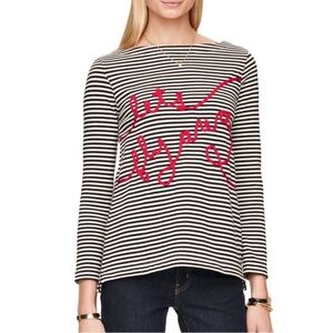 Kate Spade “Lets Fly Away” Graphic Striped Long Sleeve Top Sz. Lg